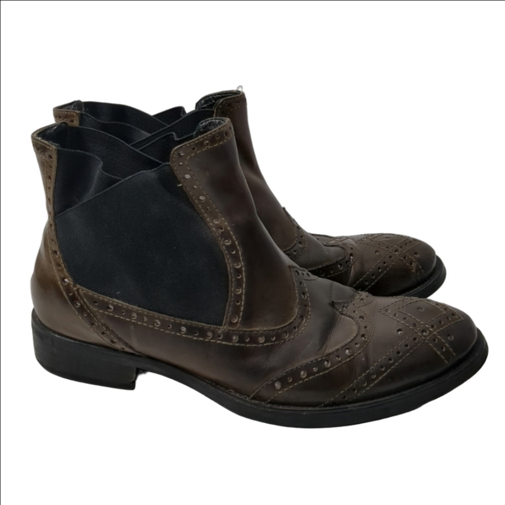Men’s Donald J Pliner Studded Leather Ankle Boots Brown Size 10